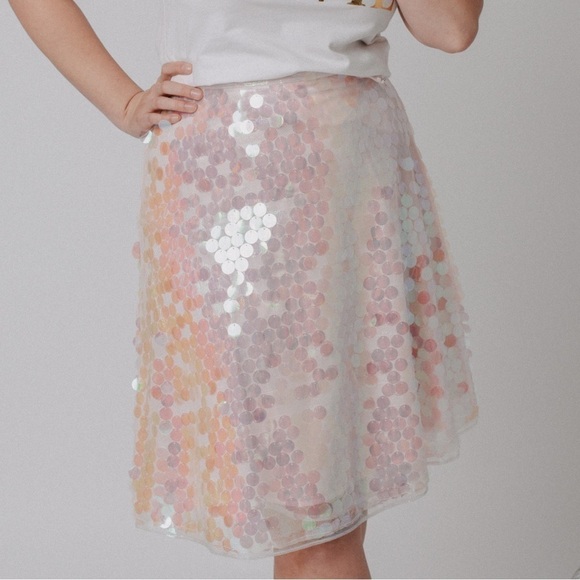 Eva Franco sold at Anthropology adorable pink chunky sequin skirt Brand NEW! - Picture 4 of 12